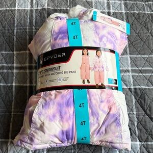 Spyder 2-Piece Girls Snowsuit Jacket & Bib Pants - Lavender & Pink Tie-Dye (4T)